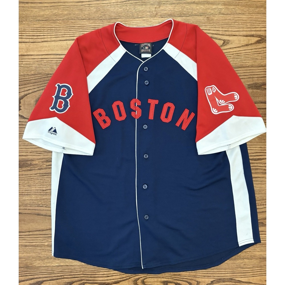 Boston Red Sox Cooperstown Collection Majestic Blank Baseball Jersey Size XL